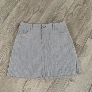 Navy Striped Mini Skirt with Pockets